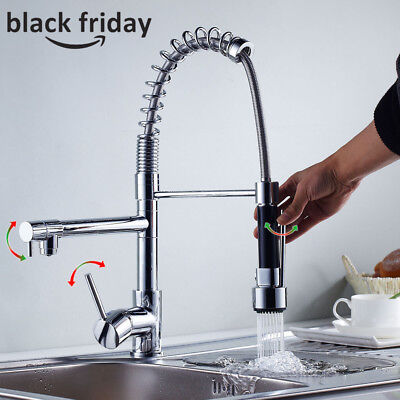 Chrome Kitchen Swivel Spout Single Handle Sink Faucet Pull Down Spray Mixer Tap Hownifety HE0372