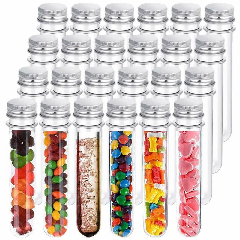 120x Plastic Lab Test Tubes with Metal Caps Stoppers Screw Top Lid Round Bottom Unbranded Does Not Apply - фотография #7