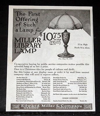 1919 OLD MAGAZINE PRINT AD, EDWARD MILLER LIBRARY LAMP, THE FIRST OFFERING! Без бренда