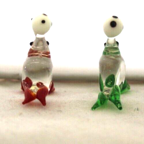 2 x Vintage, ( 1970's) Hand Made,  Art Glass Miniature Seals Unbranded - фотография #4