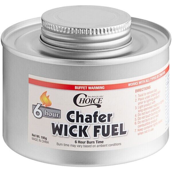 (24/Case) Bulk 6 Hour Wick Chafing Dish Fuel Can Chafer Food Buffet Warmer Case Choice Does not apply