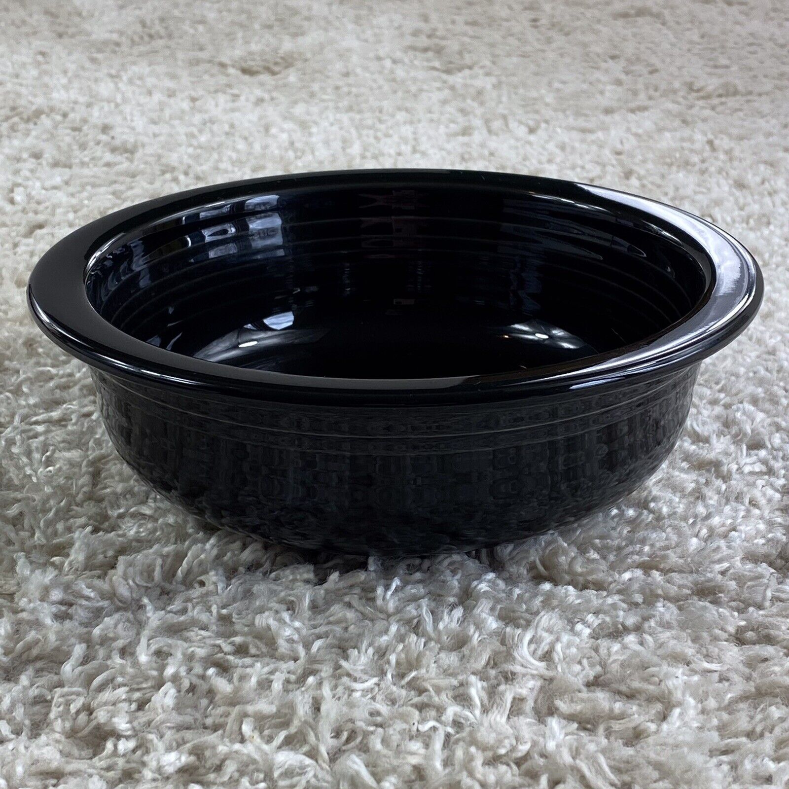 Stoneware Soup Bowls Round Solid Black Rimmed 8 in Set of 2 unmarked - фотография #4