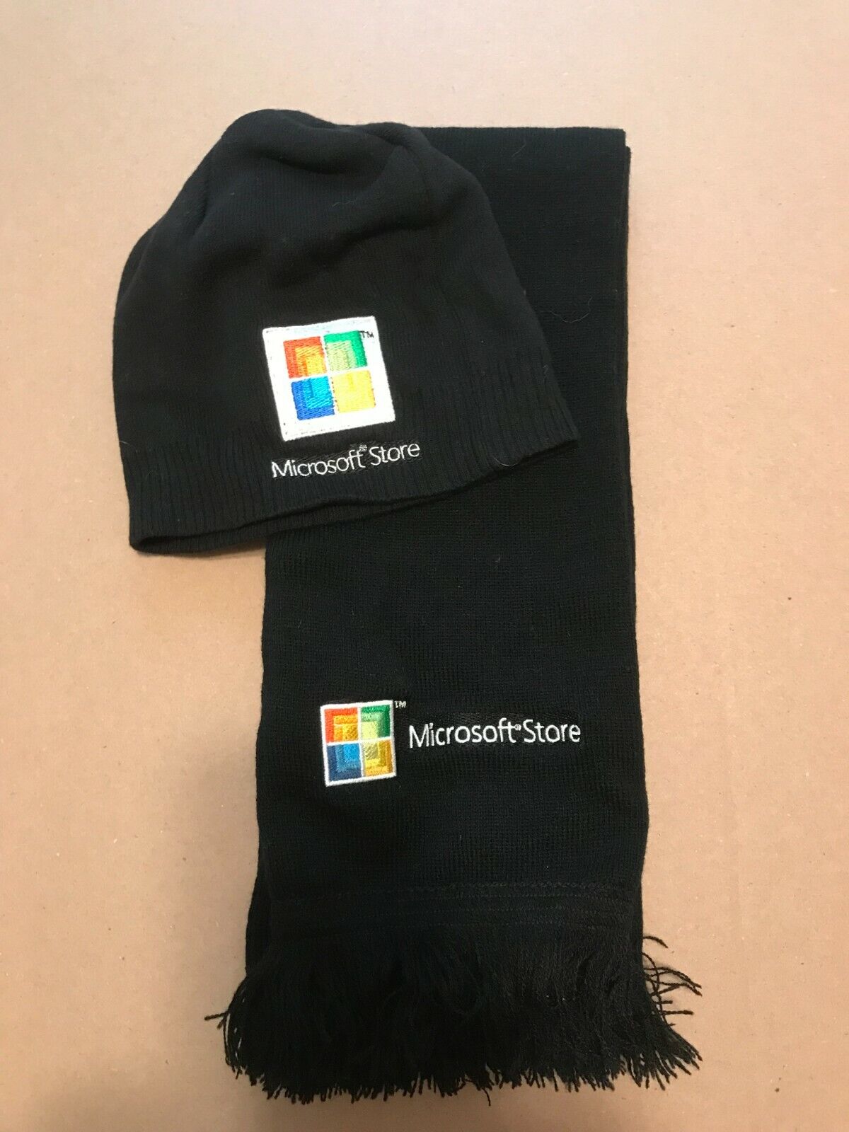 Vintage Microsoft Store Scarf and Beanie Cap 100% Cotton New Lot of 2 Microsoft - фотография #7