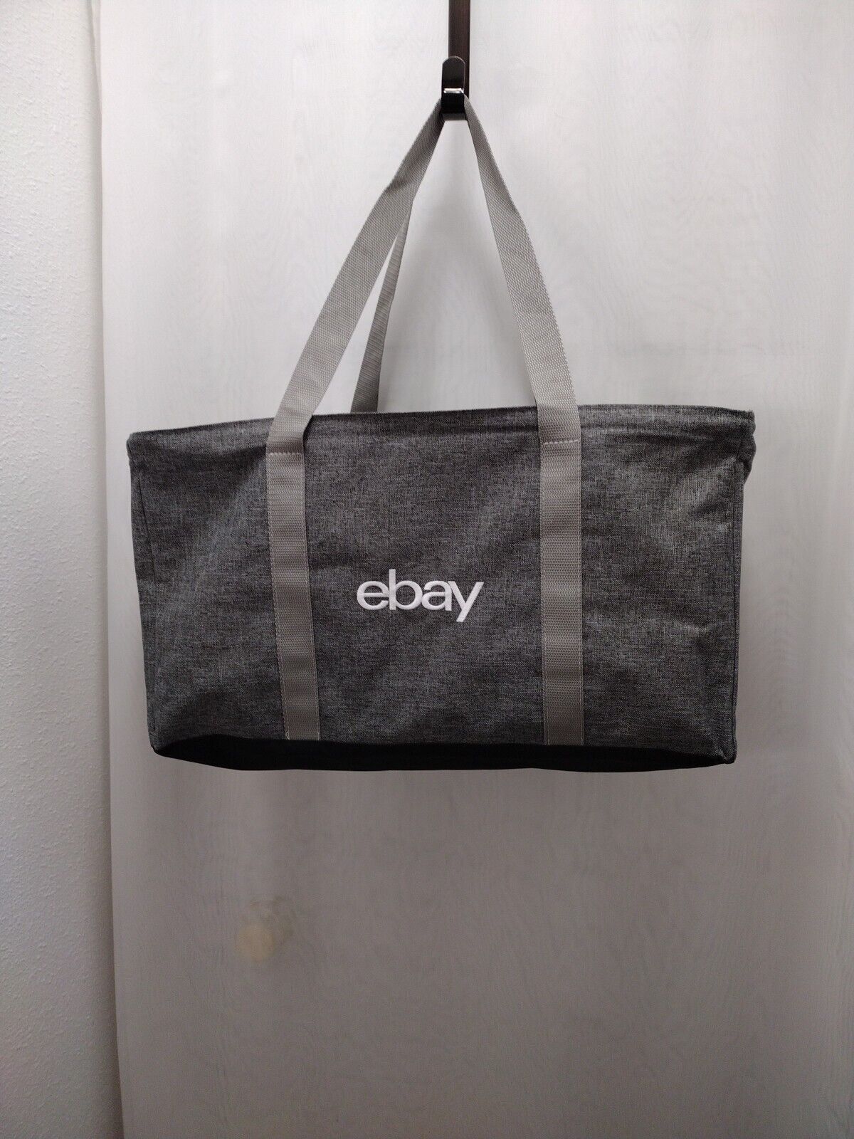 eBay Logo Reusable Open Tote Bag Large Gray Fabric Wire Frame 20x19x12" ebayana Без бренда - фотография #13