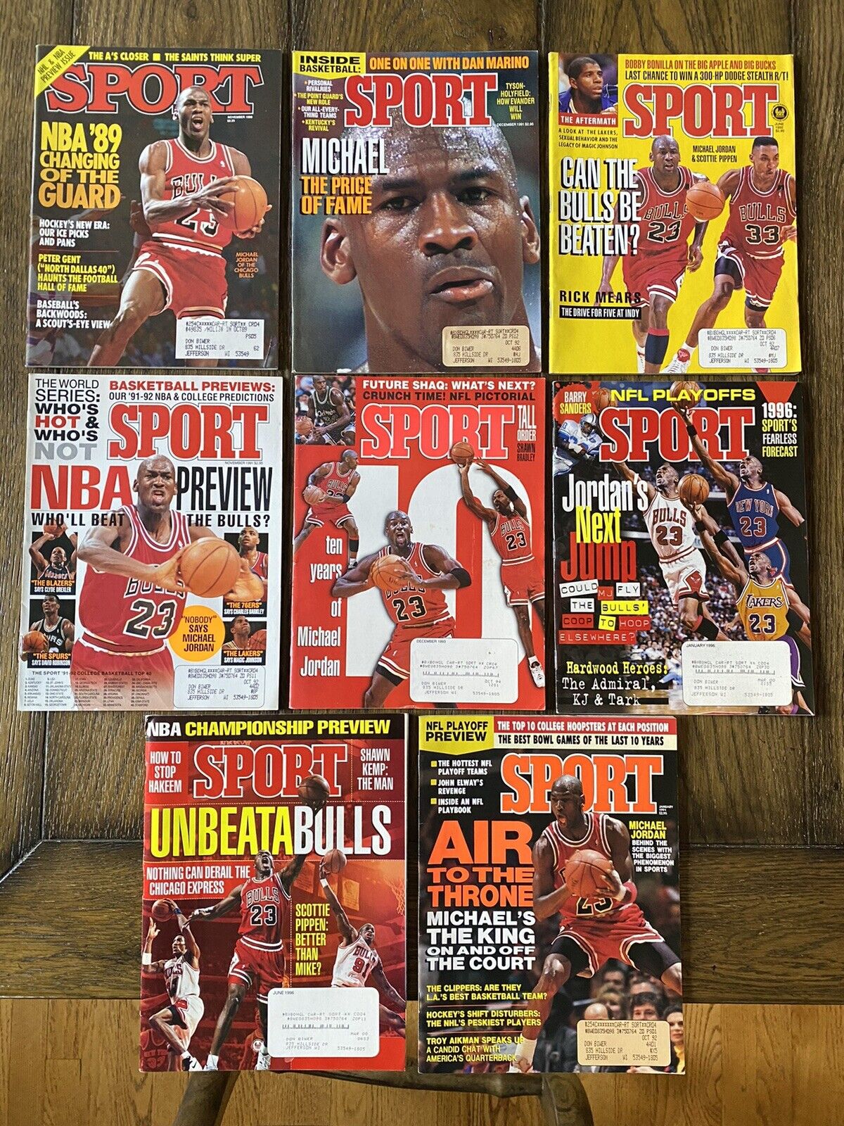 Michael Jordan Covers Sport Magazine Lot of 8 Chicago Bulls Nov 88 Jan 91 Nov 91 Без бренда