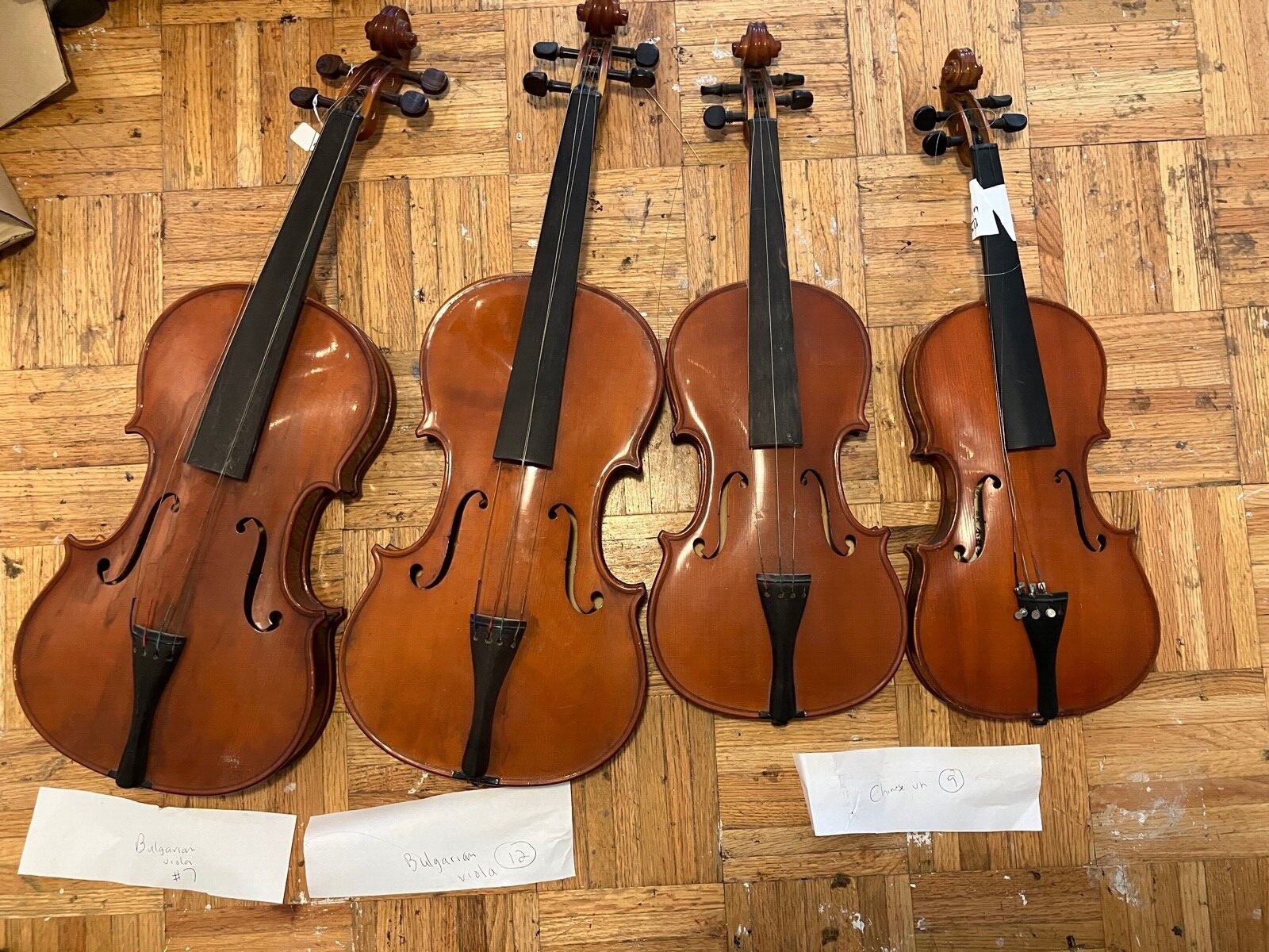 Lot of 4 Chinese and Bulgarian Violins Unbranded