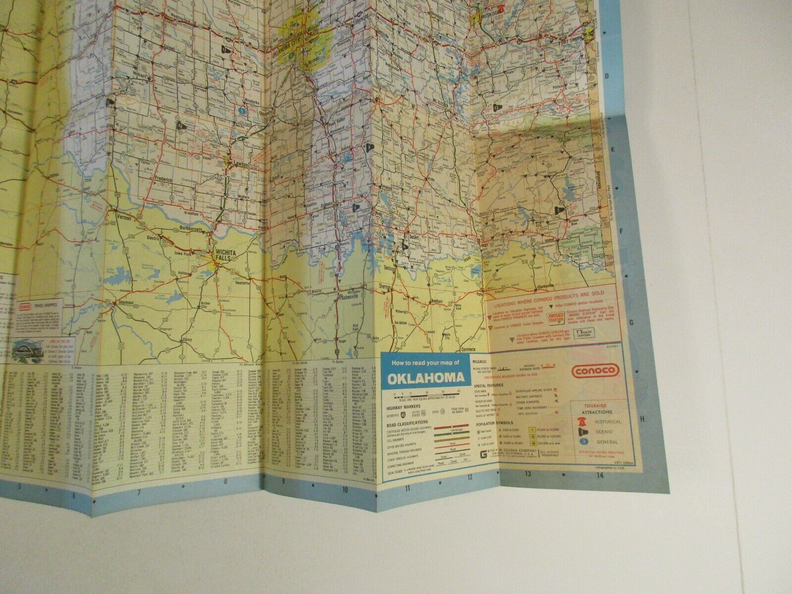 Vintage 1971 Conoco Oklahoma State Highway Oil Gas Station Travel Road Map~Box Z Conoco - фотография #7