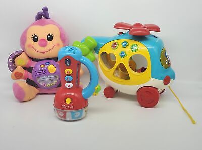 VTech Early Learning Lot of 3 Toys / Helicopter, Flashlight, Musical Bee USED Vtech