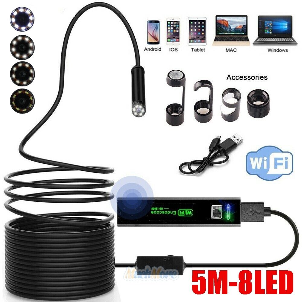5M 8LED WIFI Waterproof Endoscope Borescope Inspection Camera for Andriod iPhone Unbranded/Generic Does not apply