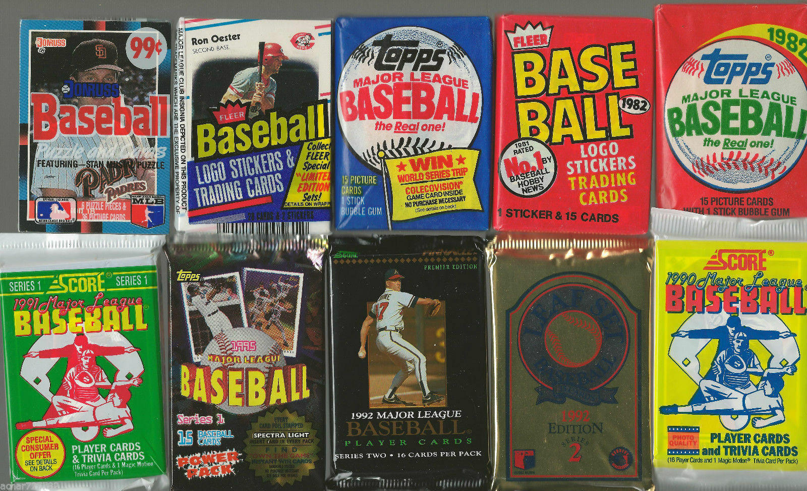 HUGE Lot of 100 Unopened Old Vintage Baseball Cards in Wax Cello Rack Packs Без бренда - фотография #2