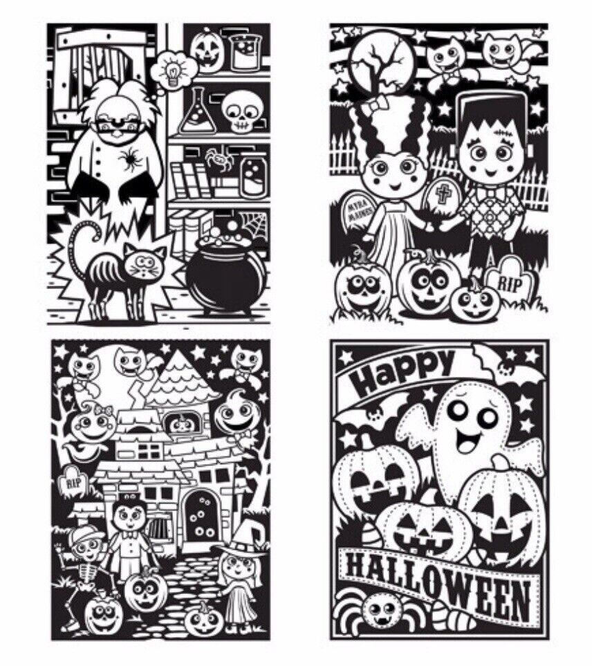 Darice Color-In Velvet Posters Halloween themes, 4 pack Darice 106-7416