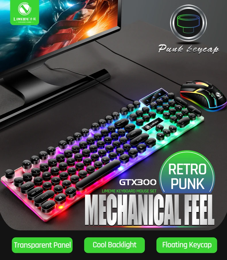 Gaming Keyboard and Mouse Set, Rainbow, Waterproof Keyboard, 1000 DPI Mouse Unbranded - фотография #2