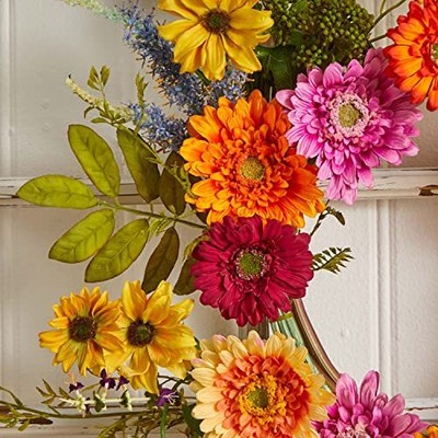  4936 African Sunflower Wreath, 26-Inch, Multicolored/Lavender  Does not apply Does Not Apply - фотография #4