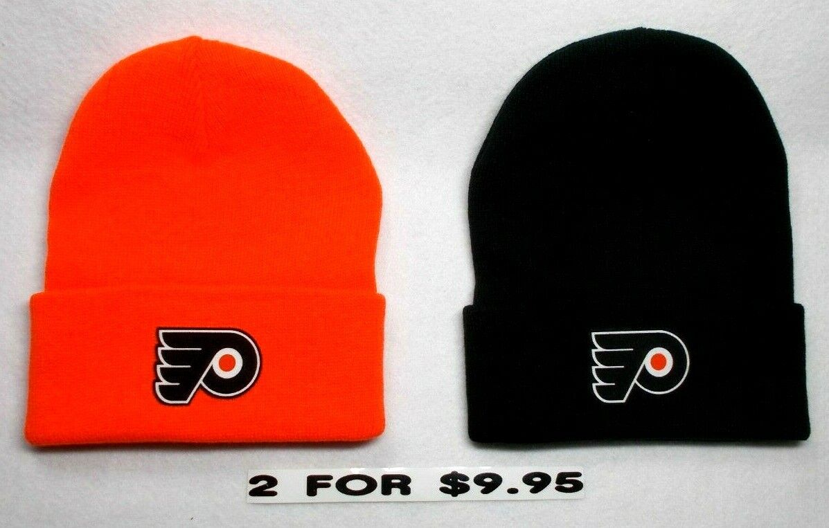 2 FOR $9.95! Philadelphia Flyers Appliques on cuffed Beanie cap hat! SEE DETAILS Без бренда