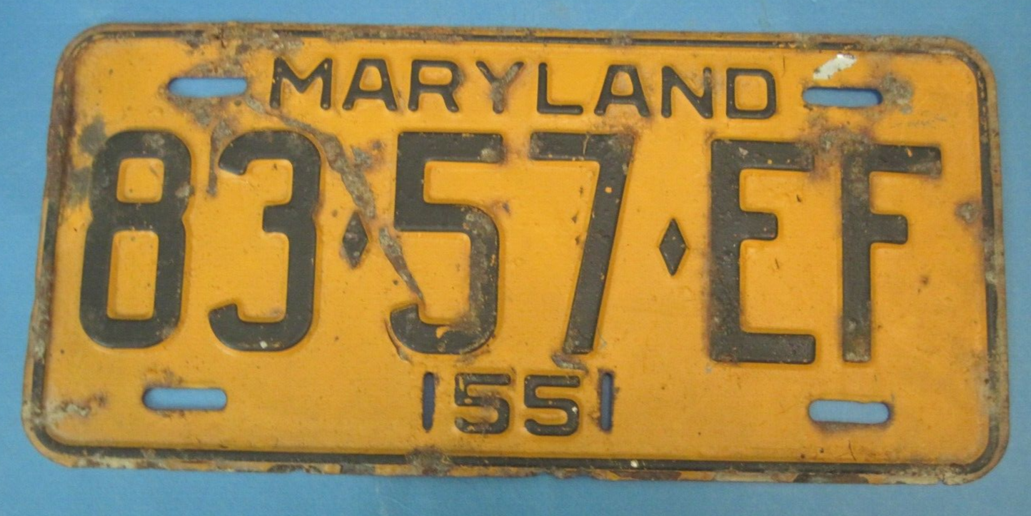 1955 Maryland truck License Plate single plate only this year Без бренда