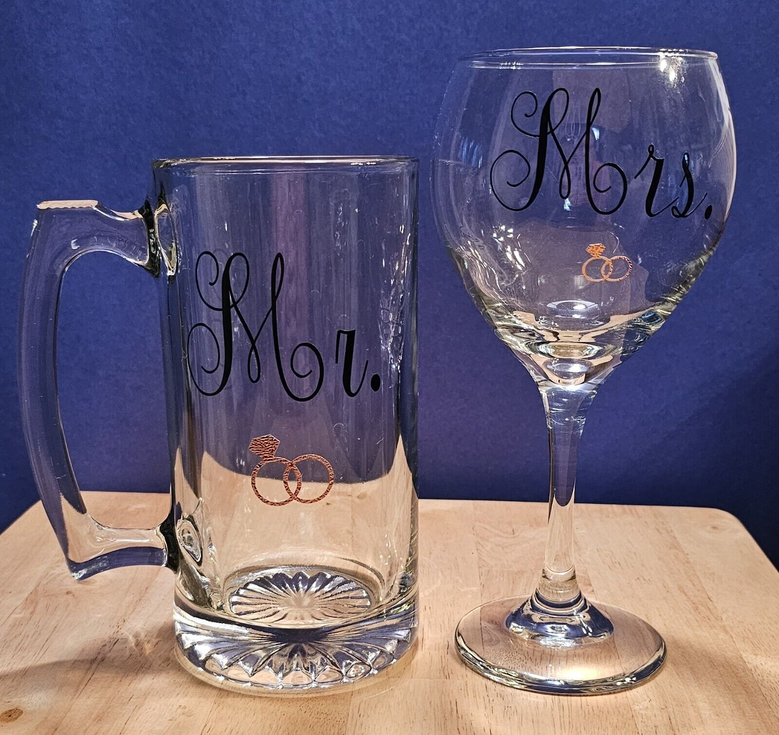 Engagement/Wedding Mr & Mrs Toasting Beer Mug & Wine Glass Unbranded - фотография #2