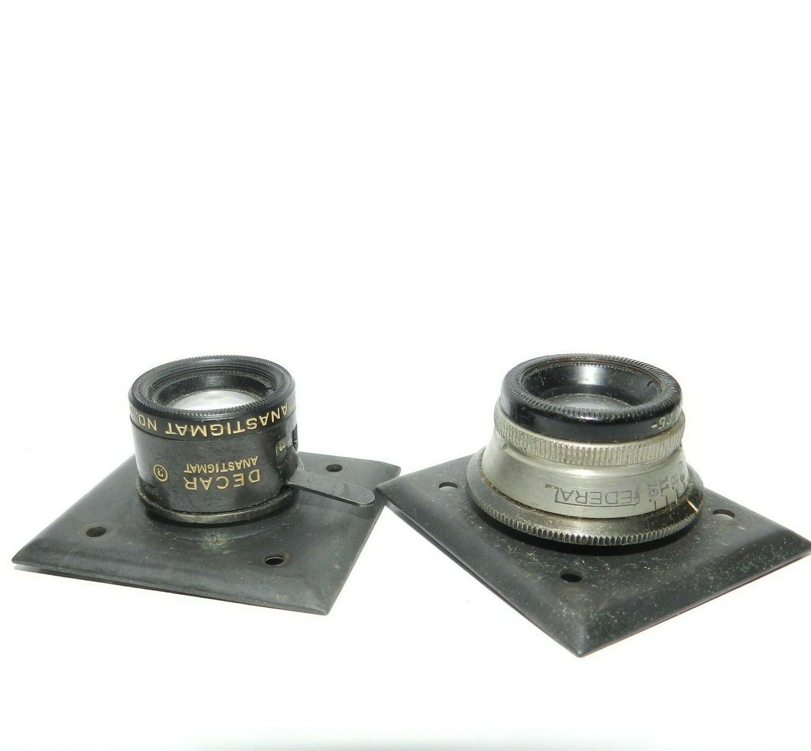 Federal Anastigmat lens 3.5" Decar lens no. 1430 and 1425    Federal