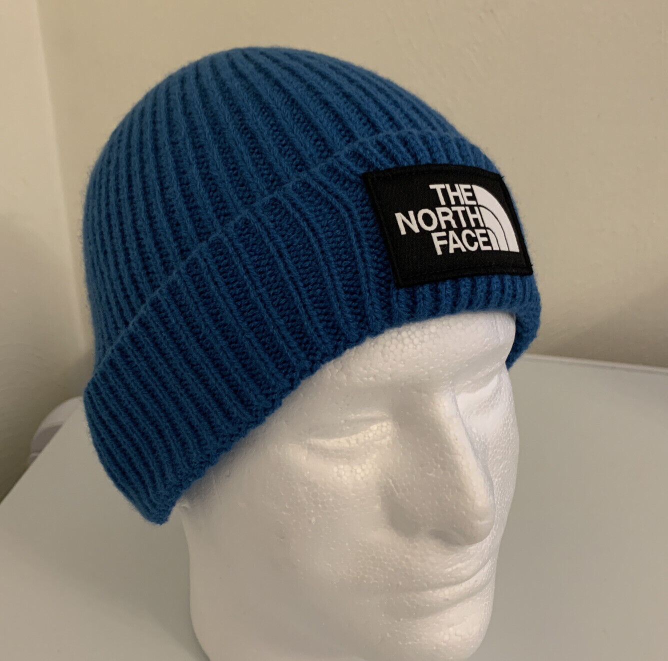 The North Face TNF Logo Box Cuffed Beanie Hat Youth Junior Unisex Blue Size OS The North Face - фотография #2