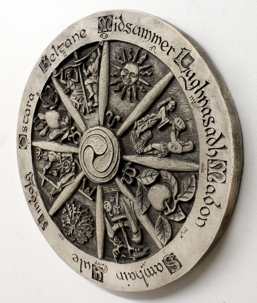 Large Wheel of the Year Plaque - Stone Finish - Wicca Pagan Sabbats Wall Decor Без бренда - фотография #3