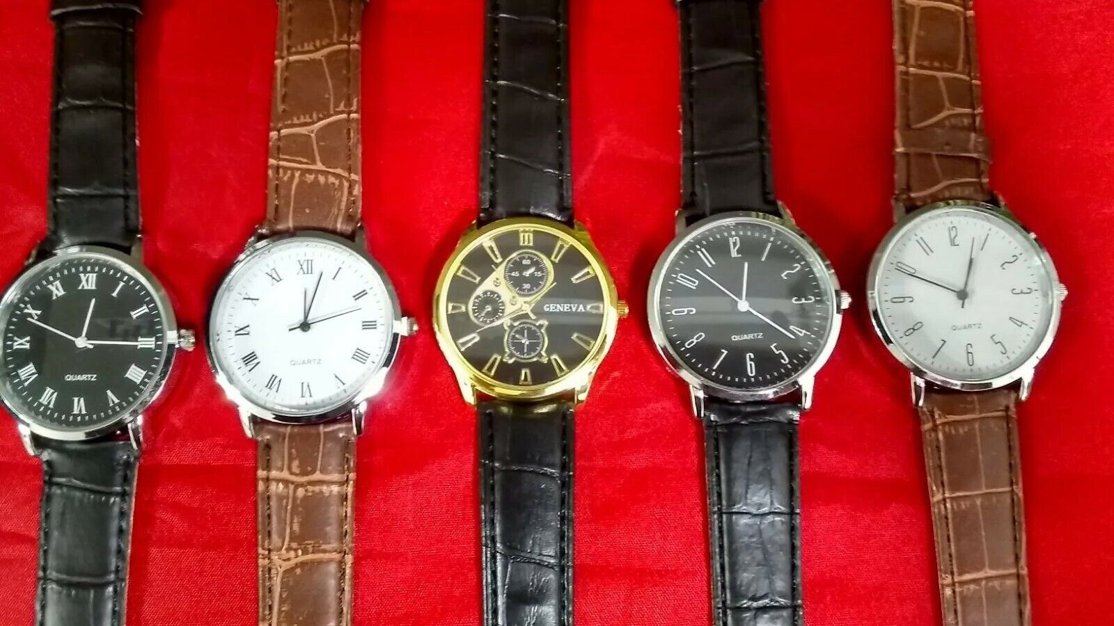 5 Brand NEW Men's Watches 10 FREE SPARE BATTERIES lot Watch  # 43211234 Unbranded