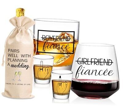 Wedding gifts Bride and Groom Glasses 5 Pieces Ring Finger Fiancé Glasses Set C Does not apply Does Not Apply