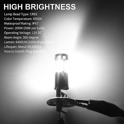 4x H1 200W Super Bright CREE LED Headlight Fog Driving DRL Bulbs Kit 6500K White EEEKit Does Not Apply - фотография #2
