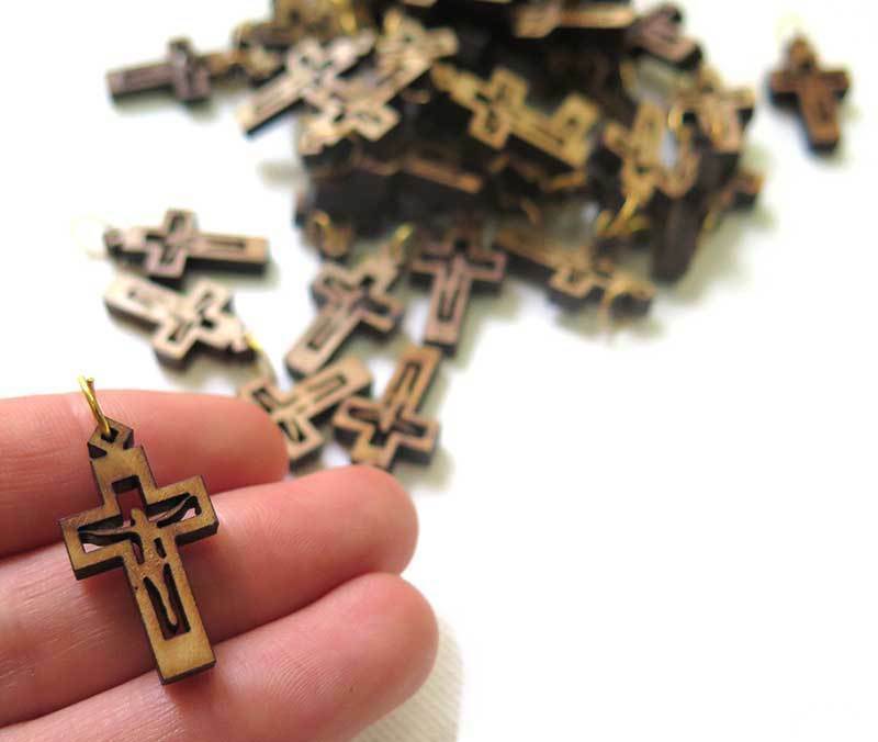  Wood Olive HandMade Cross Pendants Necklace Holy Land Bethlehem Crosses Rosary Без бренда - фотография #5