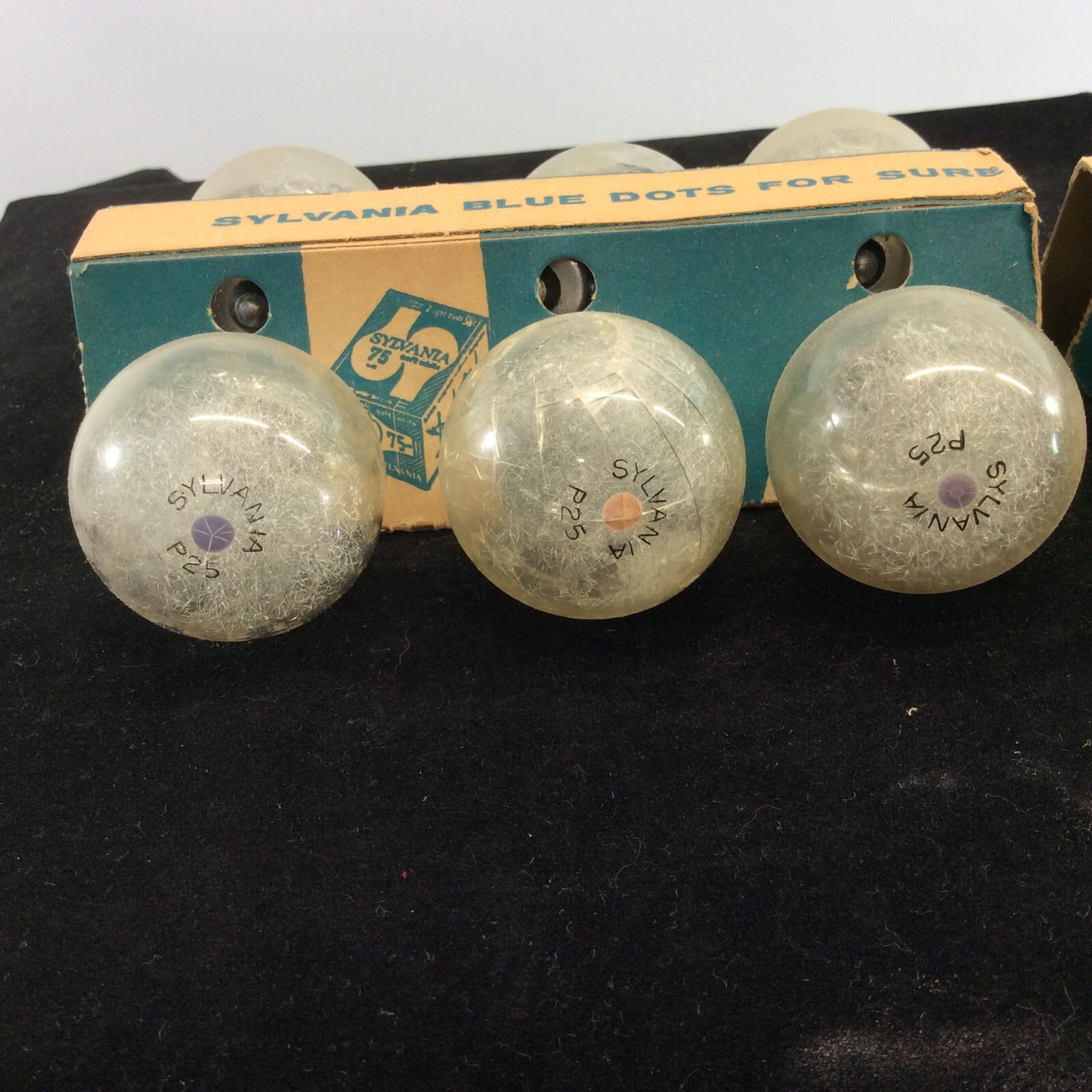 10 Vintage Sylvania Flashbulbs Blue Dot Press 25 Clear Original Box Untested SYLVANIA 25 - фотография #12