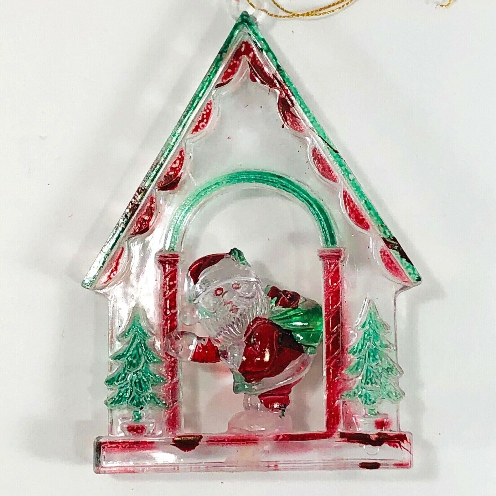 Vtg Acrylic with Red and Green Christmas Ornament Plastic Decoration Set of 3 Unbranded Does Not Apply - фотография #5