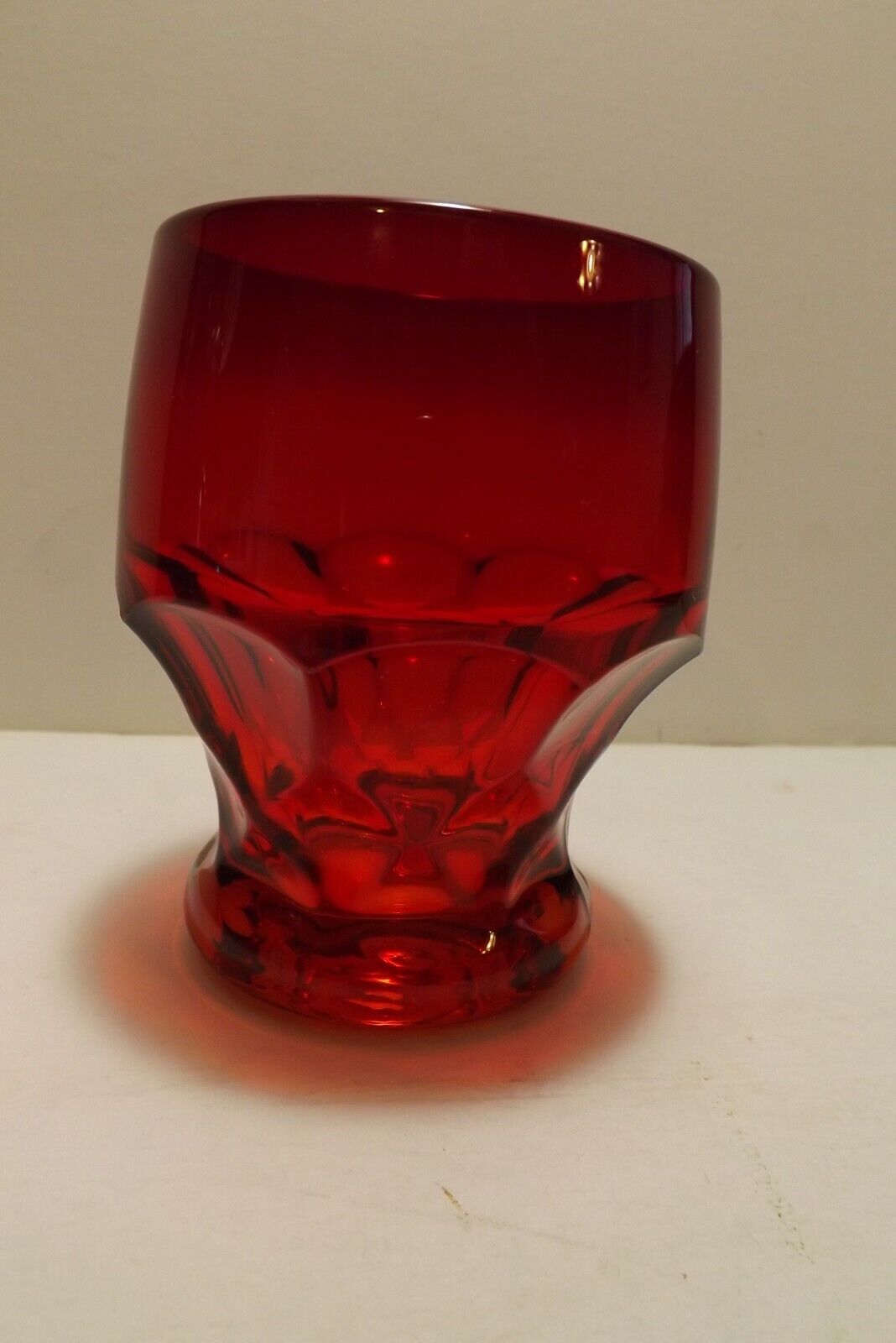 Set of 6 Vintage Ruby Red Georgian Honeycomb Flat Tumblers 4" Thumbprint 8 Oz Без бренда - фотография #4