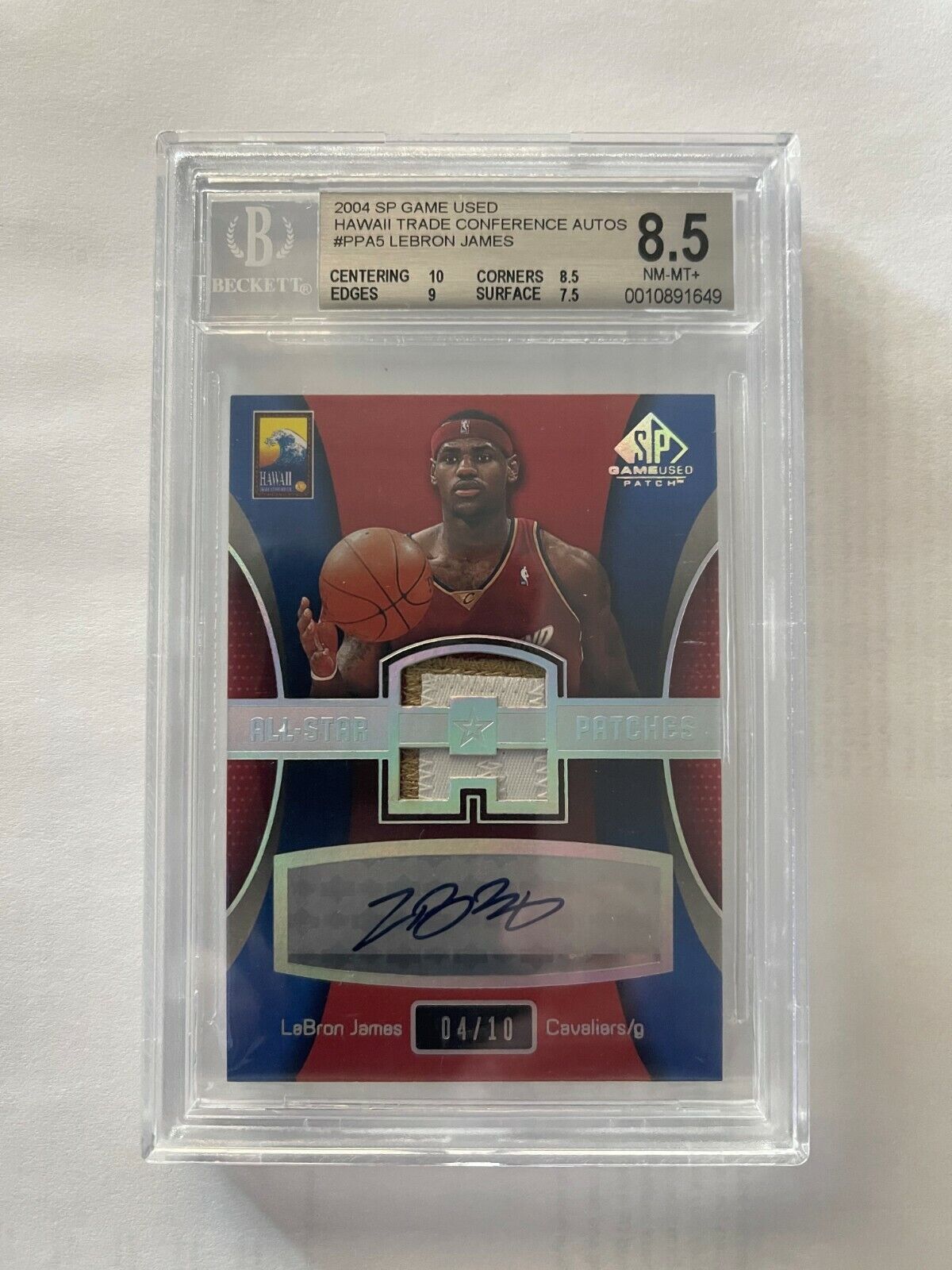 LEBRON JAMES 2004 SP GAME USED PATCH AUTO UD #3 AND #4 OF 10 BGS AUTHENTICATED Без бренда - фотография #5