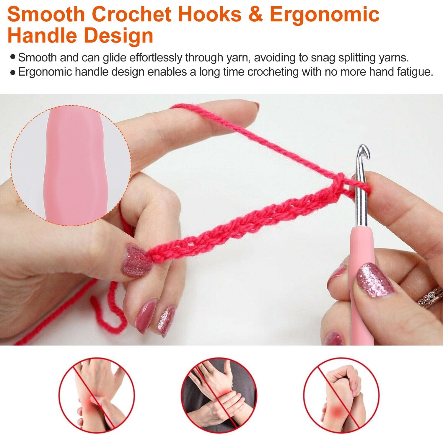 34Pcs Ergonomic Crochet Hooks Set Soft Needles Crafts Sewing Knitting Hooks Tool iMounTEK Does Not Apply - фотография #5