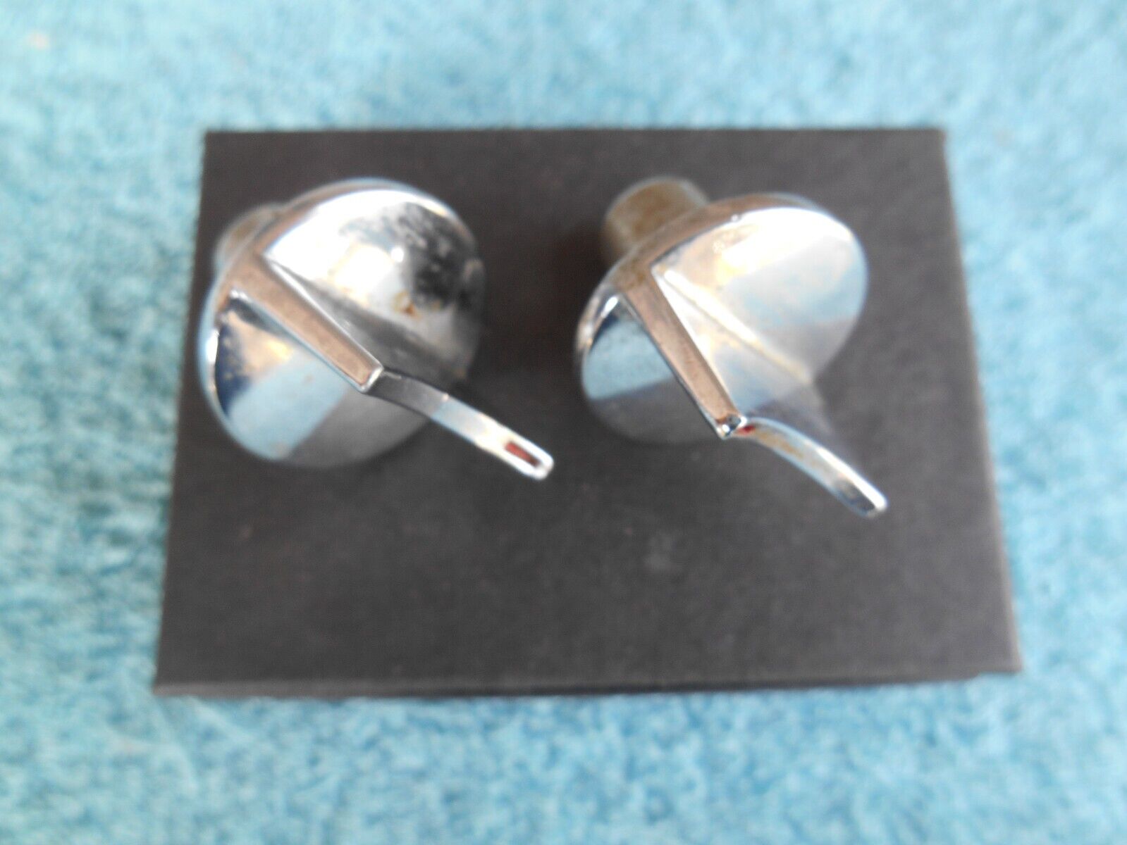 LOT OF 2 VINTAGE CHROME HEAVY DIE CAST METAL SMALL 1"  CONTROL KNOBS Unbranded - фотография #2