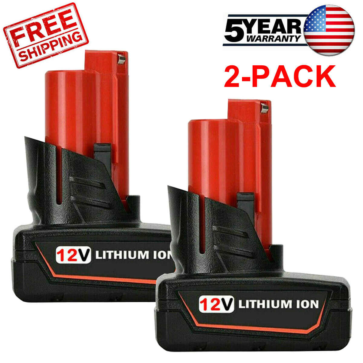 2X For Milwaukee M12 48-11-2460 Lithium 5.0 AH Extended Capacity Battery USA Powerextra 48-11-2450