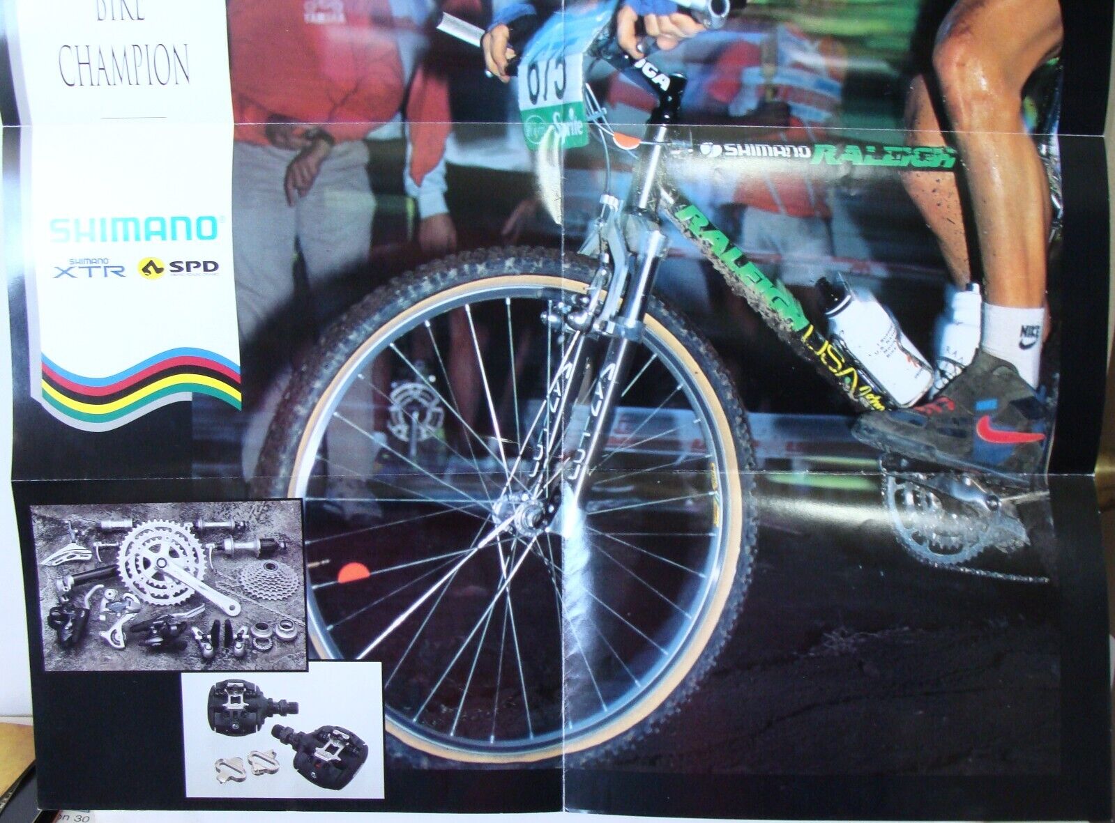~ Rare 1991 JOHN TOMAC World MTB Champion Fold Out Poster 22" x 28" Shimano XTR Raleigh, Shimano, John Tomac - фотография #5