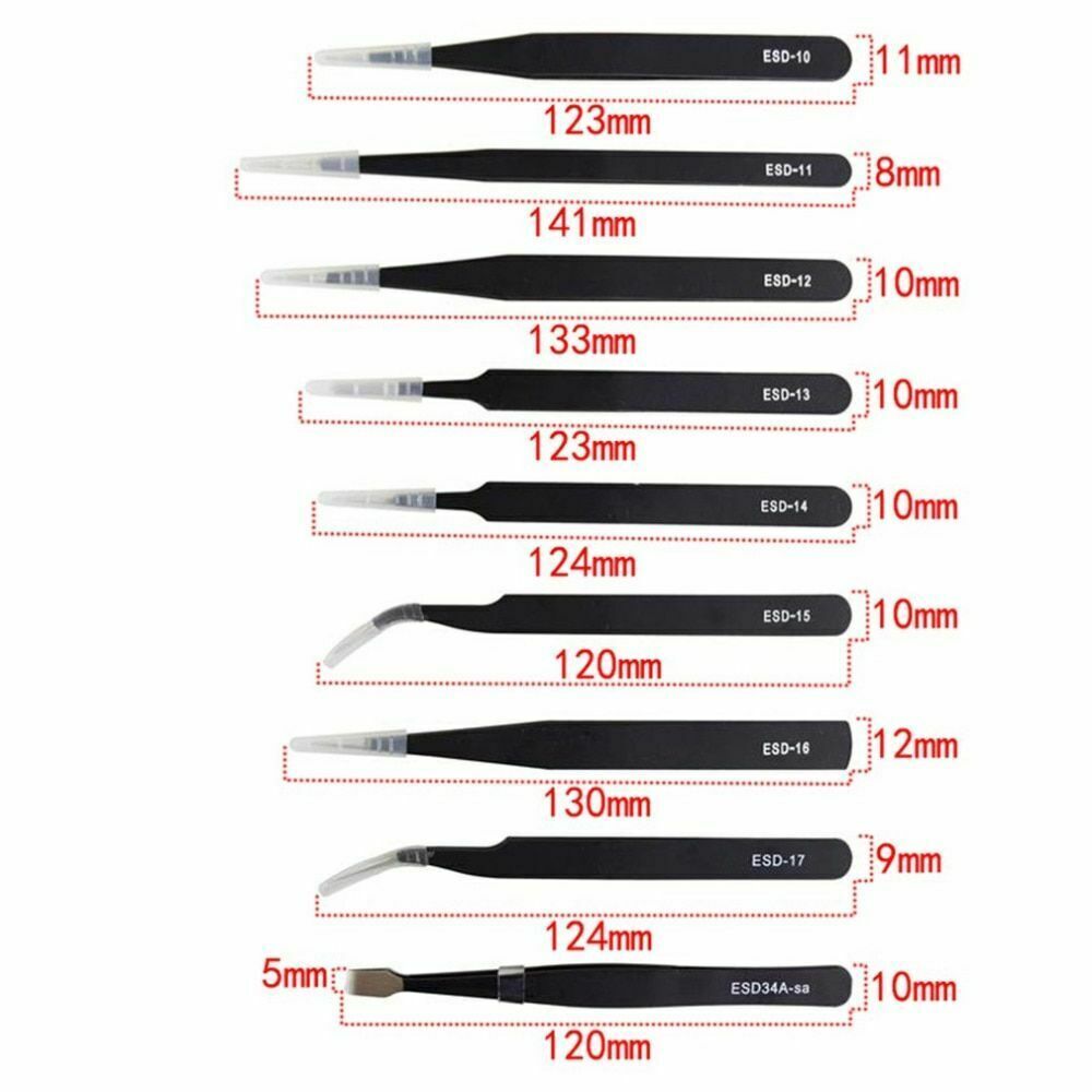 10pc ESD Tweezers Precision Set Stainless Steel For Electronics & Jewelry Repair Unbranded Does Not Apply - фотография #10
