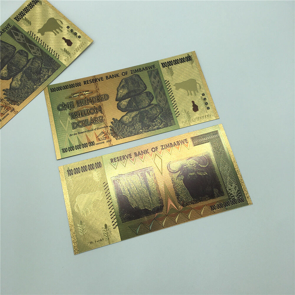 20 Pieces Zimbabwe 100 Trillion Dollar Note Golden Foil Banknote Collection Без бренда - фотография #12