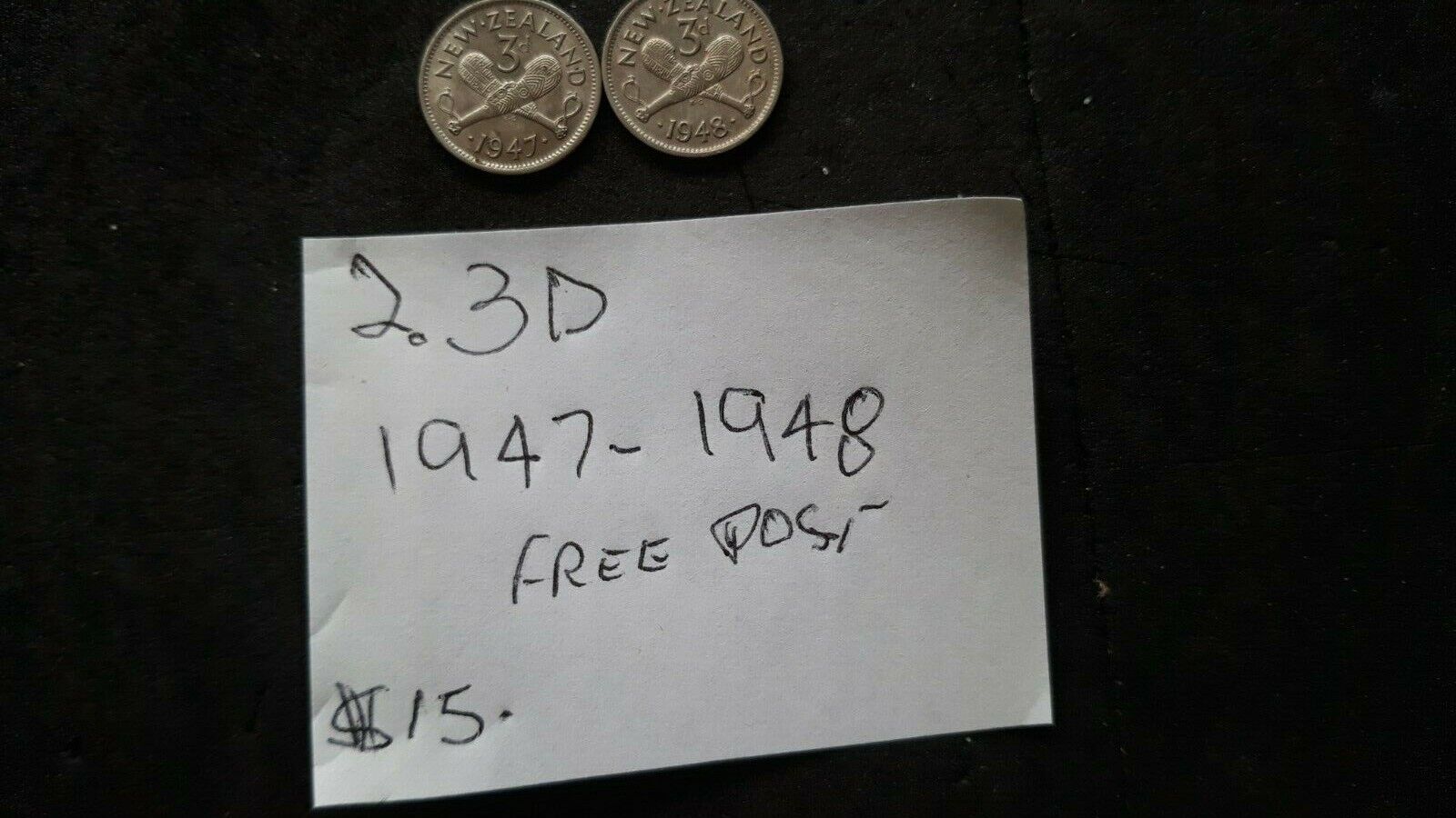 new Zealand coins 3ds see photos x2 1947 1948   $15 Без бренда