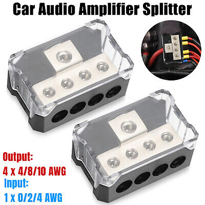 2Pcs Power Ground Amp Distribution Block 0/2/4 Gauge Input 4/8/10 Gauge Output Wowpartspro Does Not Apply