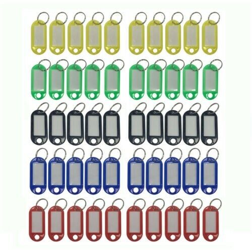100 Pcs Plastic Key Tags Luggage Fobs ID Card Name Label Keychain W/ Split Rings Без бренда - фотография #5