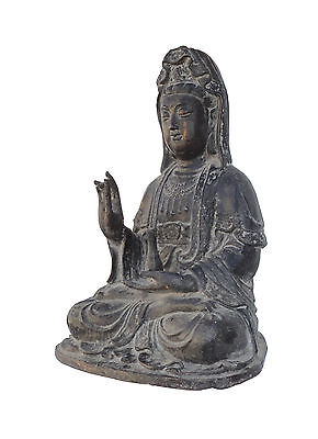 Handcrafted Chinese Sitting Kwan Yin, Bodhisattva Metal Statue JZ108 Без бренда - фотография #3