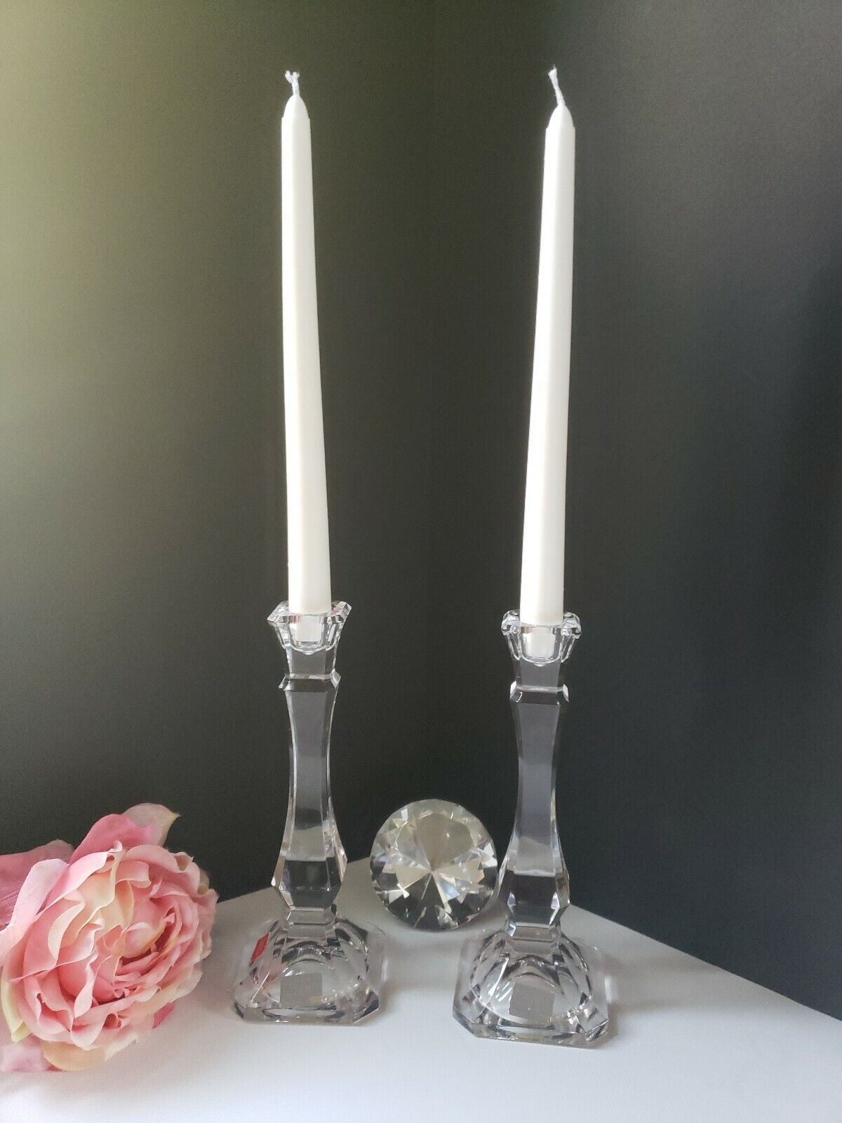 Mikasa - Pair of Lead Crystal Candle Holders  Made in Austria - NEW/DISPLAY ITEM Mikasa - фотография #2