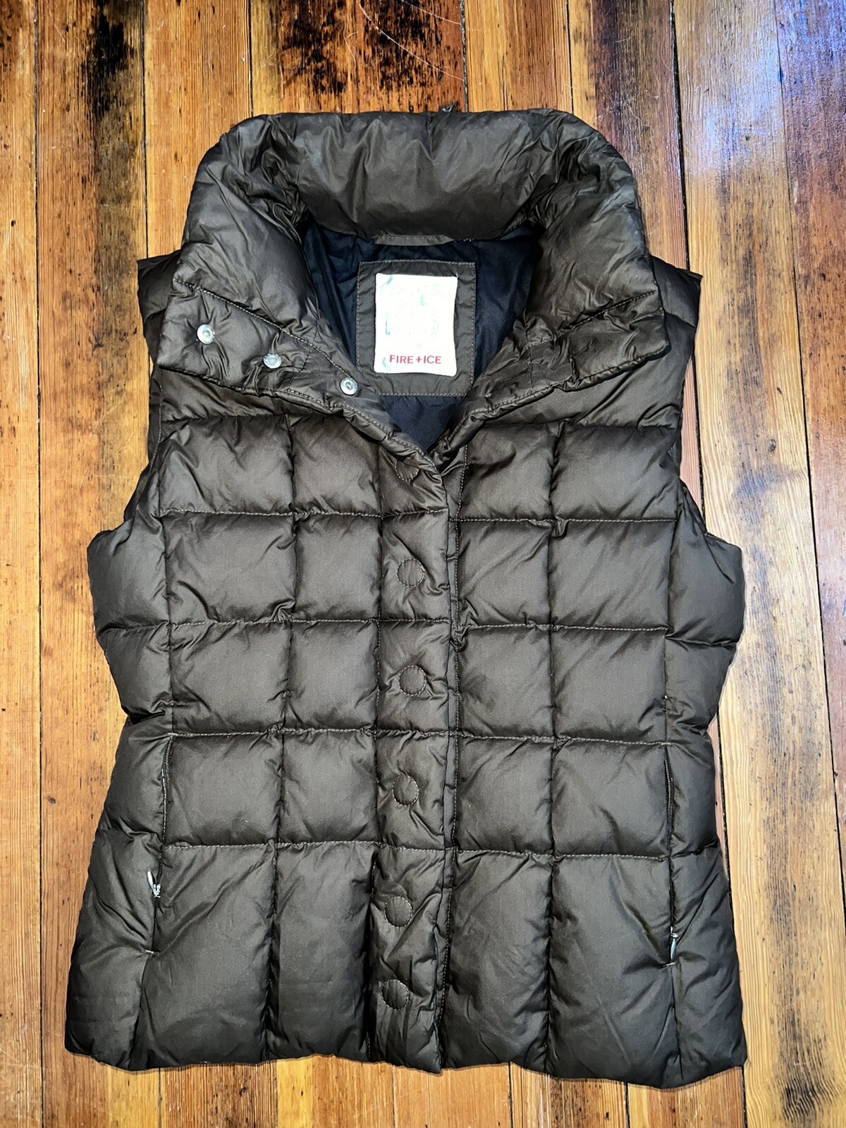 Bogner Fire Ice Down Puffer Vest Size EU 36/US 6 Brown Snap Buttons Bogner - фотография #2