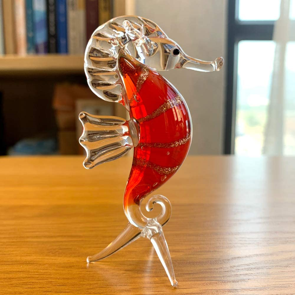 JingShiY Colorful Crystal Glass Hippocampus Animal Figurines Glass Seahorse Hand JingShiY Not Applicable - фотография #6