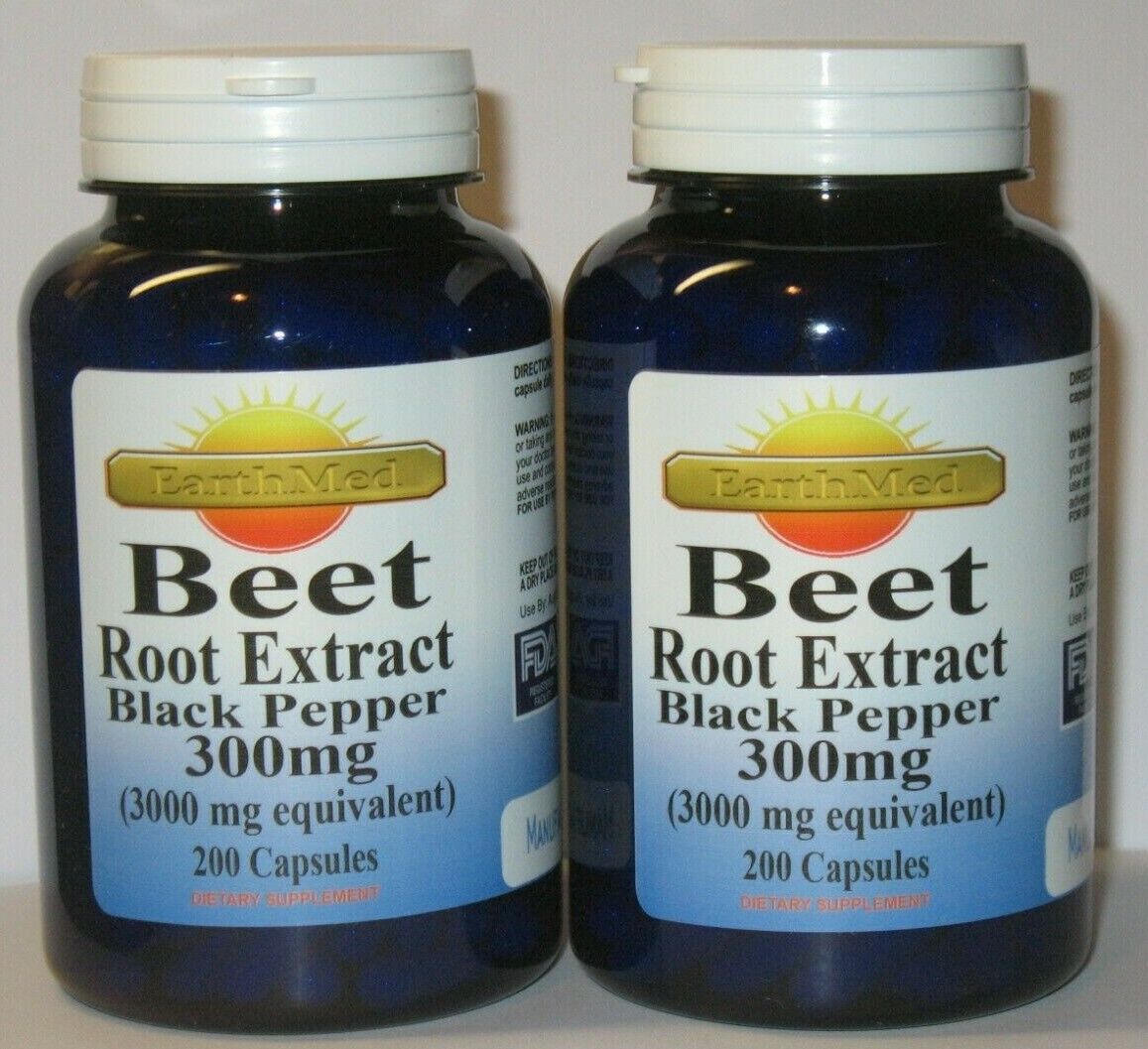 2x High Potency Beet Root Extract W/Black Pepper  3000mg 400 capsules total EarthMed