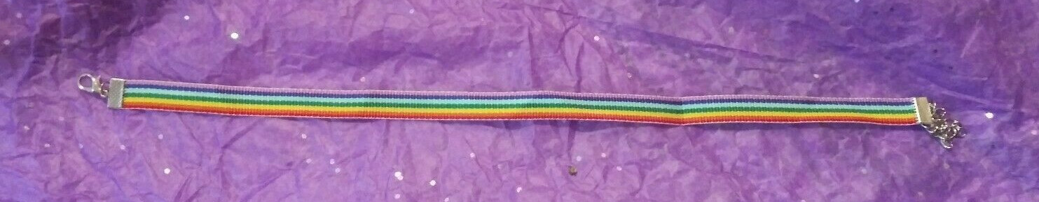 🌈 NIP- Vintage- 90's Style- LGBT Rainbow Choker Necklace Lot- 3 Necklaces!! Handmade
