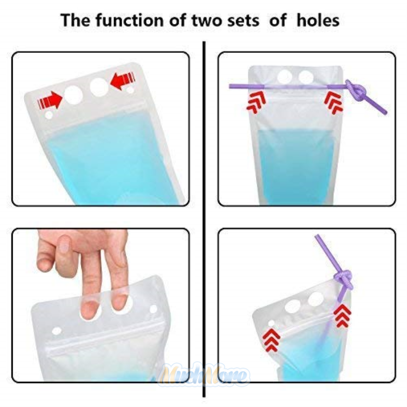 100PCS Drink Pouches Bags Stand-Up Zipper w/ Straws&Funnel for Cold & Hot Drinks Unbranded Does not apply - фотография #8