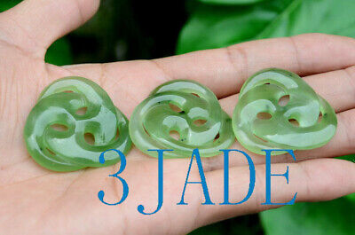 3pcs Green Nephrite Jade Celtic Trinity Knot/Cross Pendants Necklaces Wholesale Без бренда