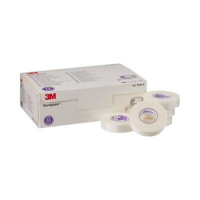 3M Durapore Surgical Tape .5" x 10 Yd 1538-0  3 Boxes 24 Rolls/Box 3M 1538-0