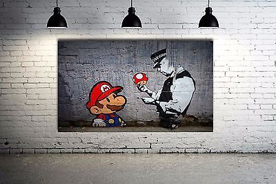 Banksy Street Art  Super Mario Grafitti  Canvas 36x24 Giclee Print Без бренда - фотография #2